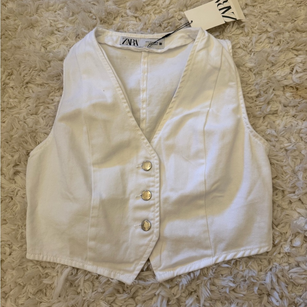 Zara Cream Buttoned Vest